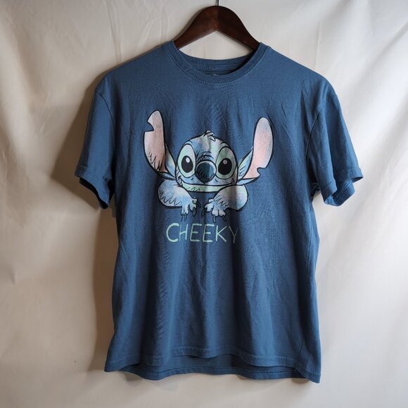 Disney Women's Blue Stitch Graphic Print Tee Shirt, Size Small - Picture 1 of 6